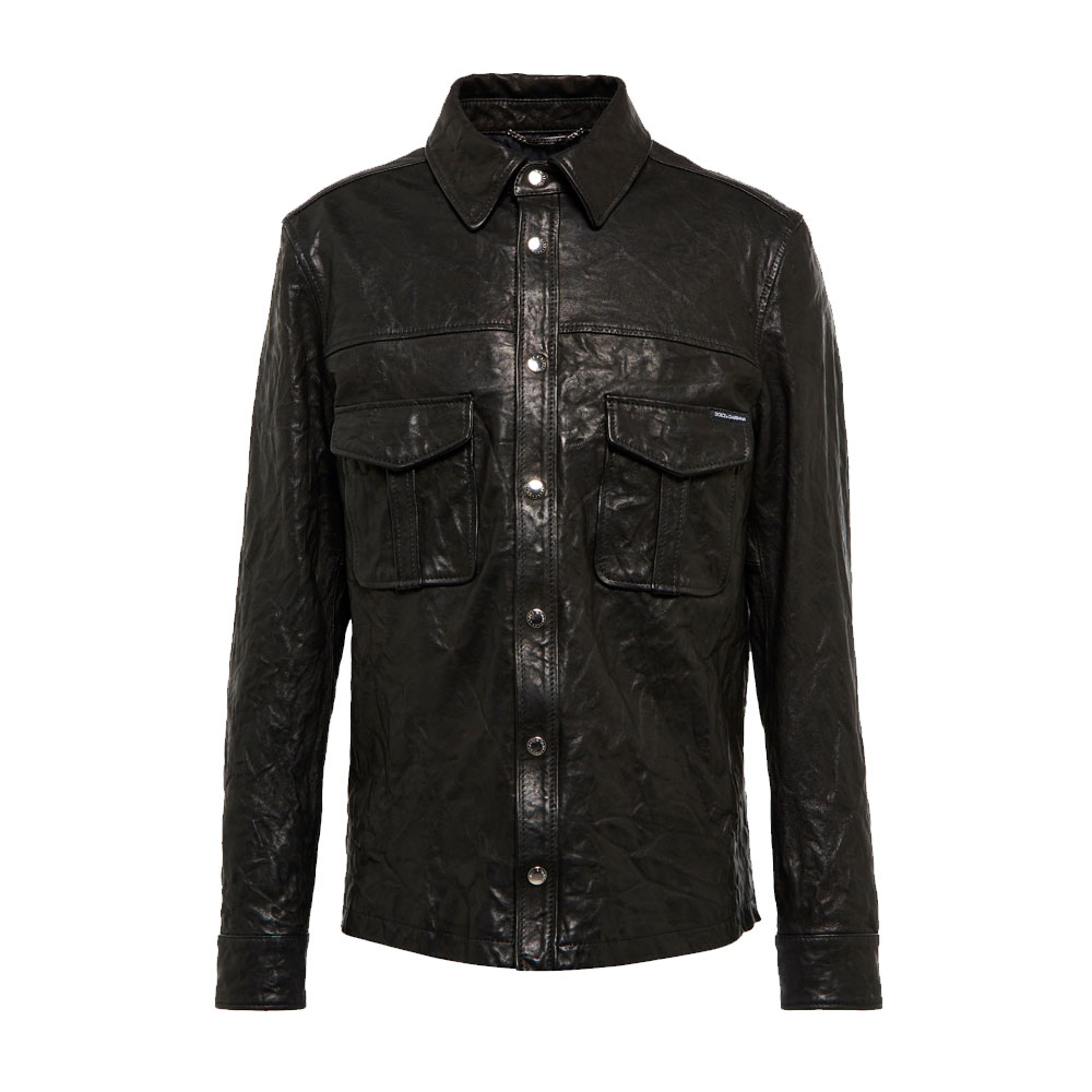 Dolce & Gabbana Black Leather Shirts - Free Shipping | Kmax Leather