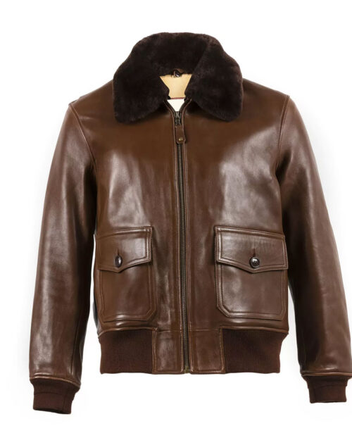 G1 Brown Mens Leather Bomber Jacket